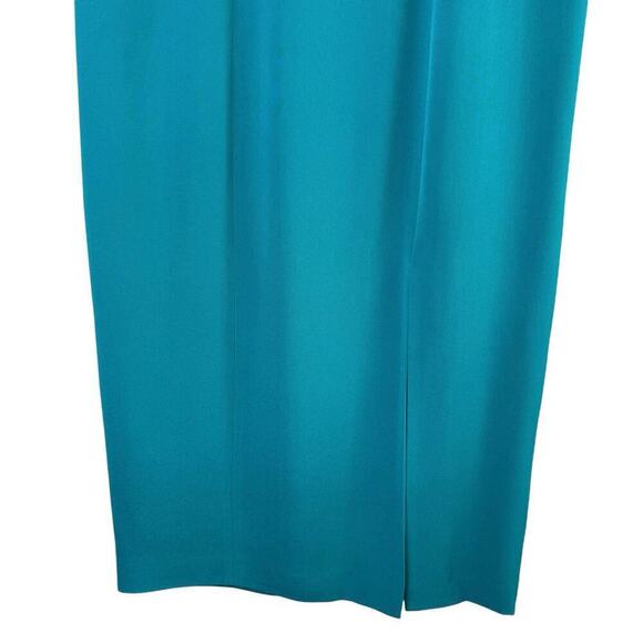 Talbots Vintage Silk Midi Dress in Teal with Attached Short Sleeve Cardigan Sz 8 - Picture 6 of 12